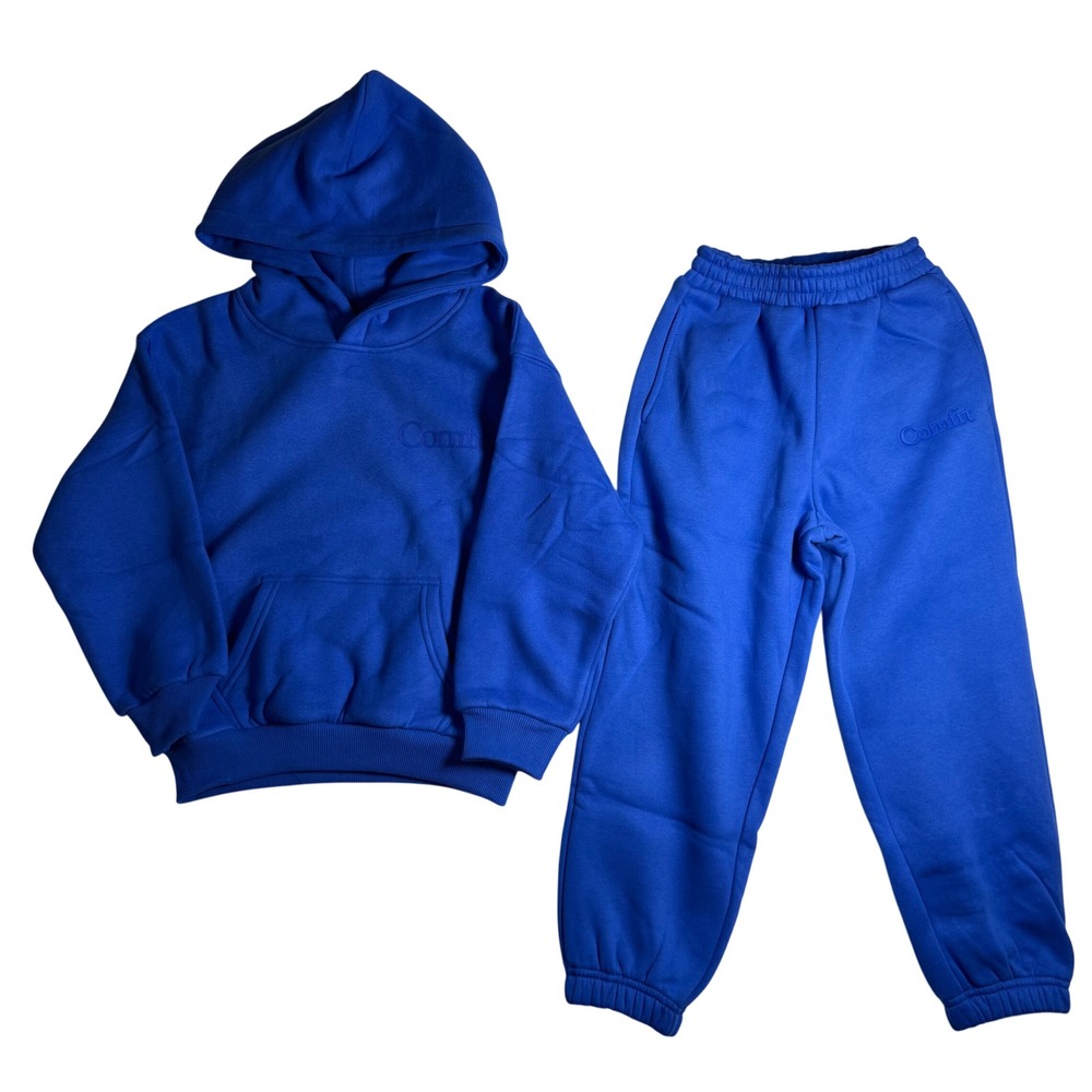 NWT Comfrt Kids Minimalist Hoodie Sweatpants Set XS Cobalt Blue